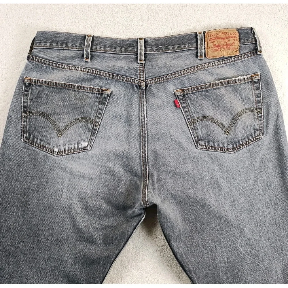 VTG Levi's 501 Jeans Men's 39x30 Black Button Fly Faded Distressed Grunge 90's